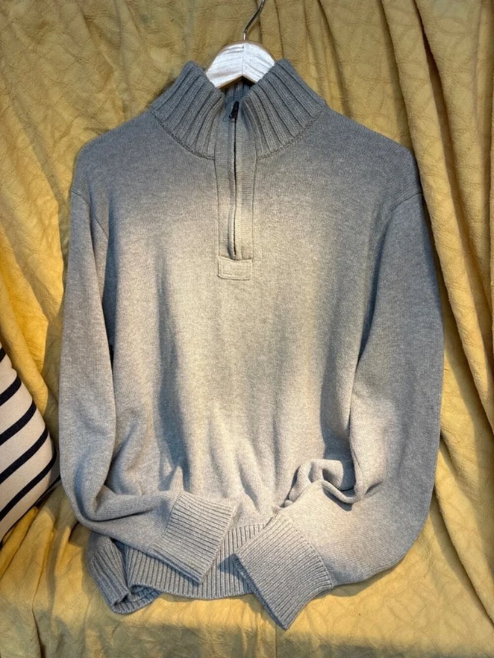 J.Crew Grey Sweater size L 3/4 zip
